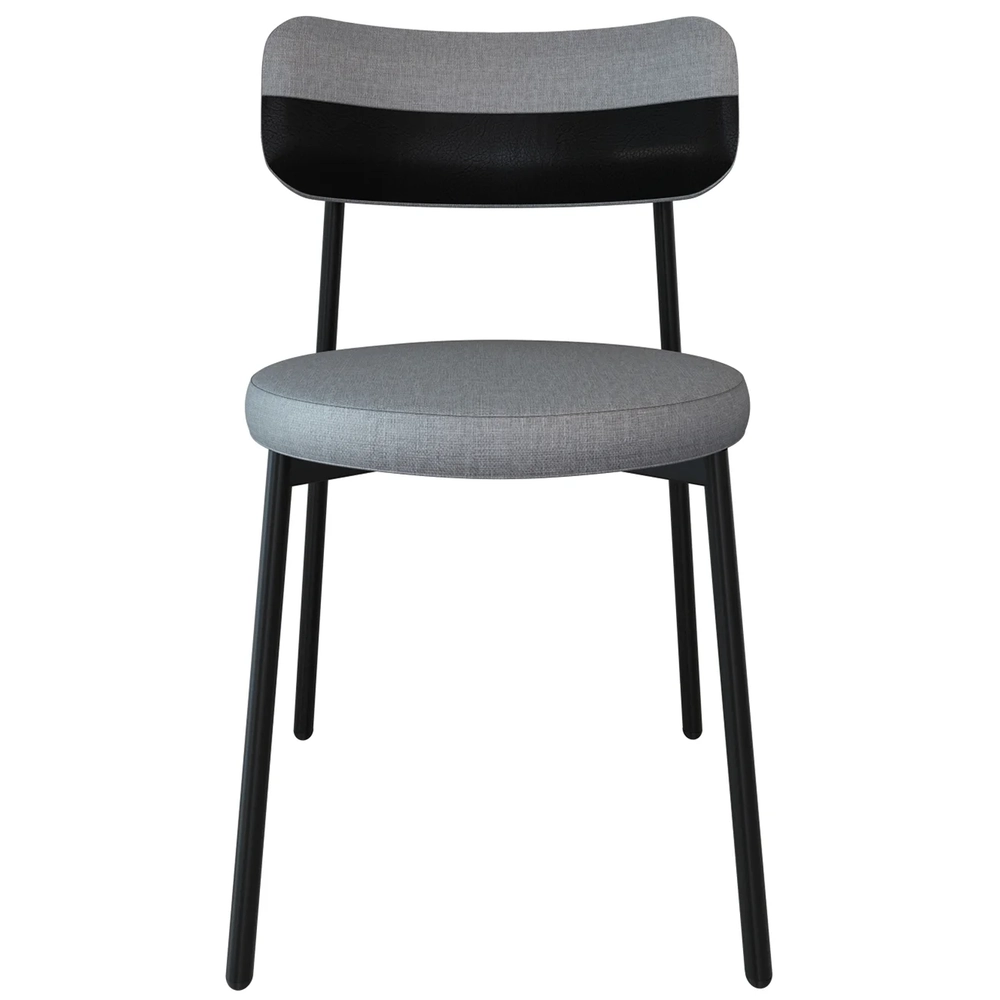 Cadeira de Jantar Estofada Kit 2 Nyka M25 Linho Cinza CL/Preto - Mpozenato