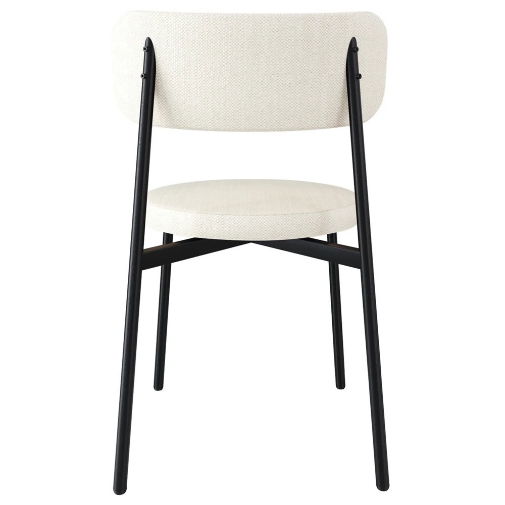 Cadeira de Jantar Estofada Kit 2 Nyka M25 Linho Palha/Preto - Mpozenato