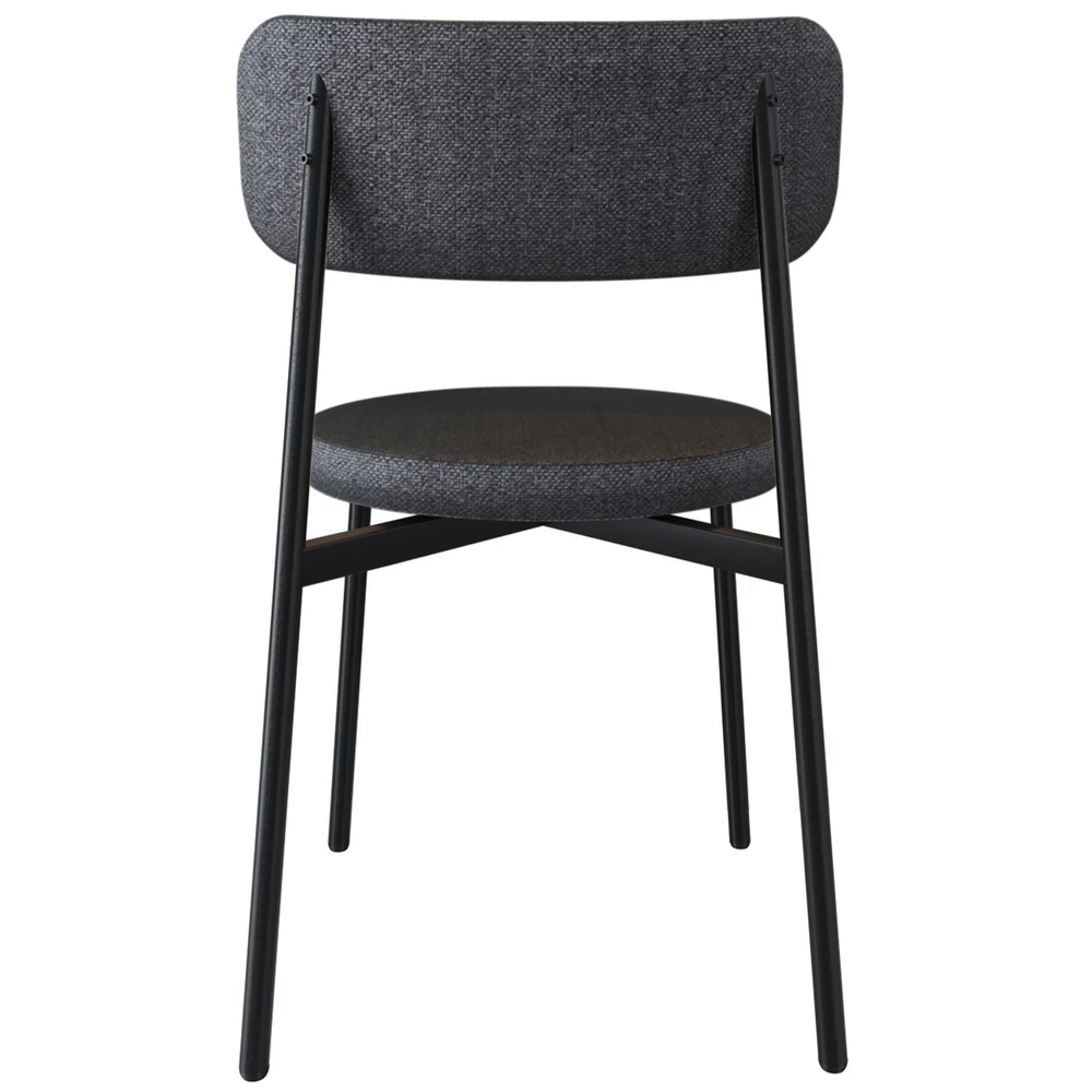 Cadeira de Jantar Estofada Kit 2 Nyka M25 Linho Grafite/Marrom - Mpozenato