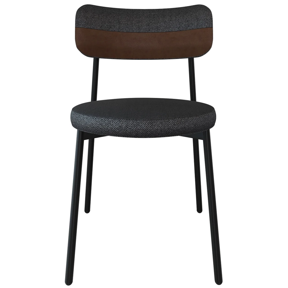 Cadeira de Jantar Estofada Kit 2 Nyka M25 Linho Grafite/Marrom - Mpozenato