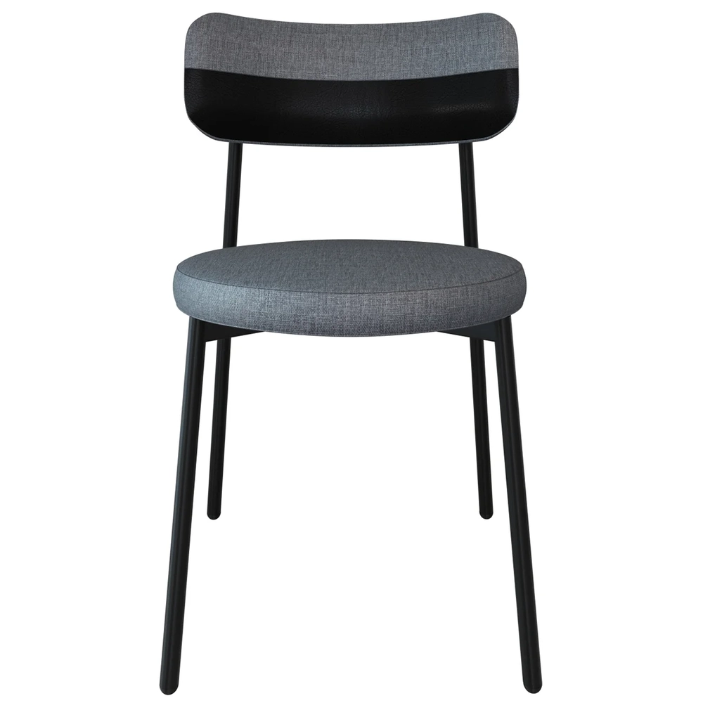 Cadeira de Jantar Estofada Kit 4 Nyka M25 Linho Cinza/Preto - Mpozenato