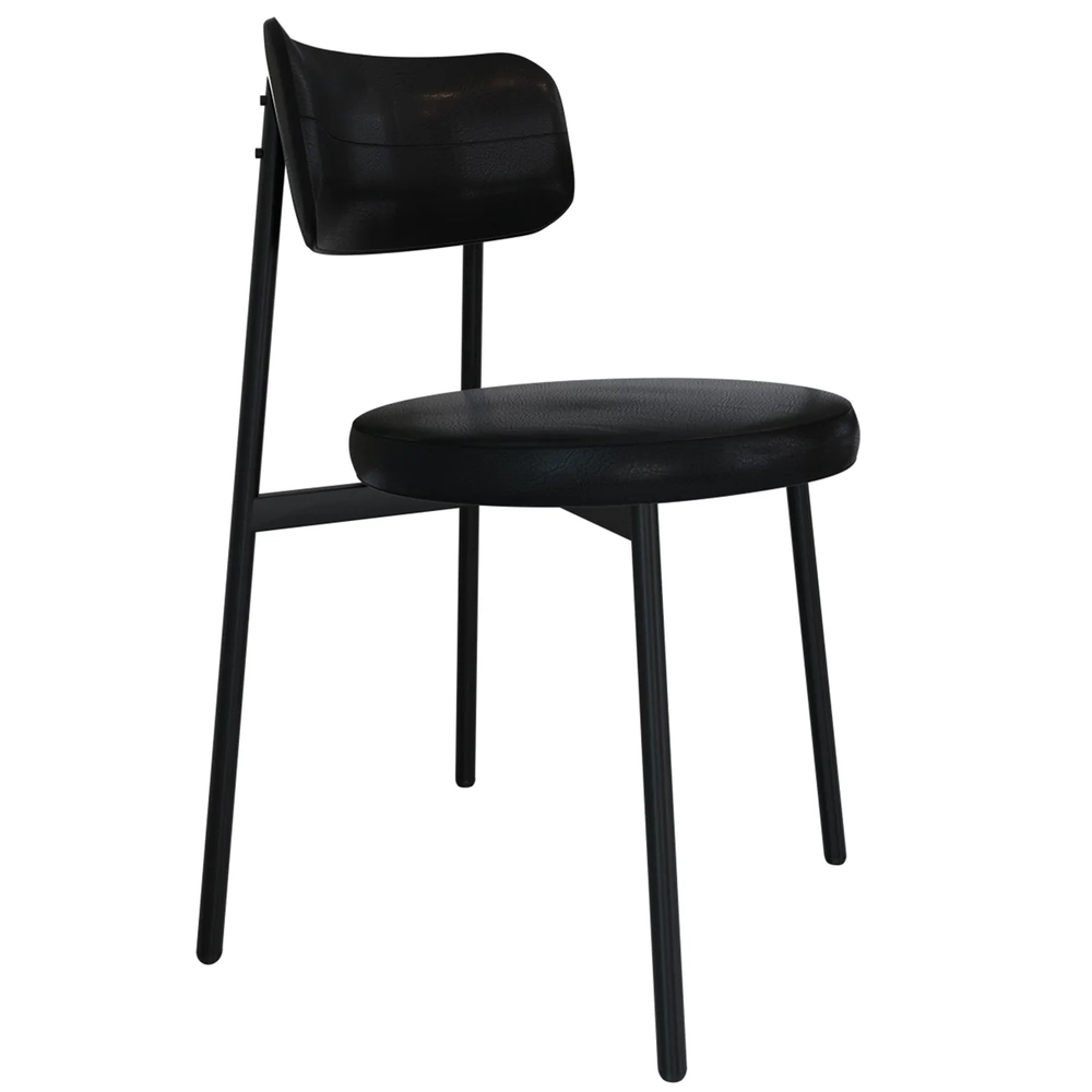 Cadeira de Jantar Estofada Kit 6 Nyka M25 Sintético Preto - Mpozenato