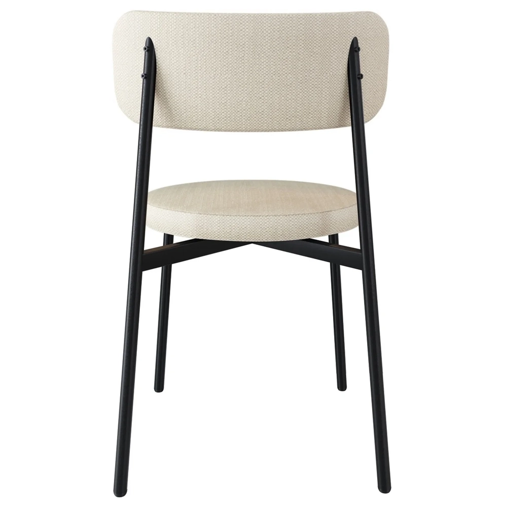 Cadeira de Jantar Estofada Kit 6 Nyka M25 Linho Areia/Preto - Mpozenato