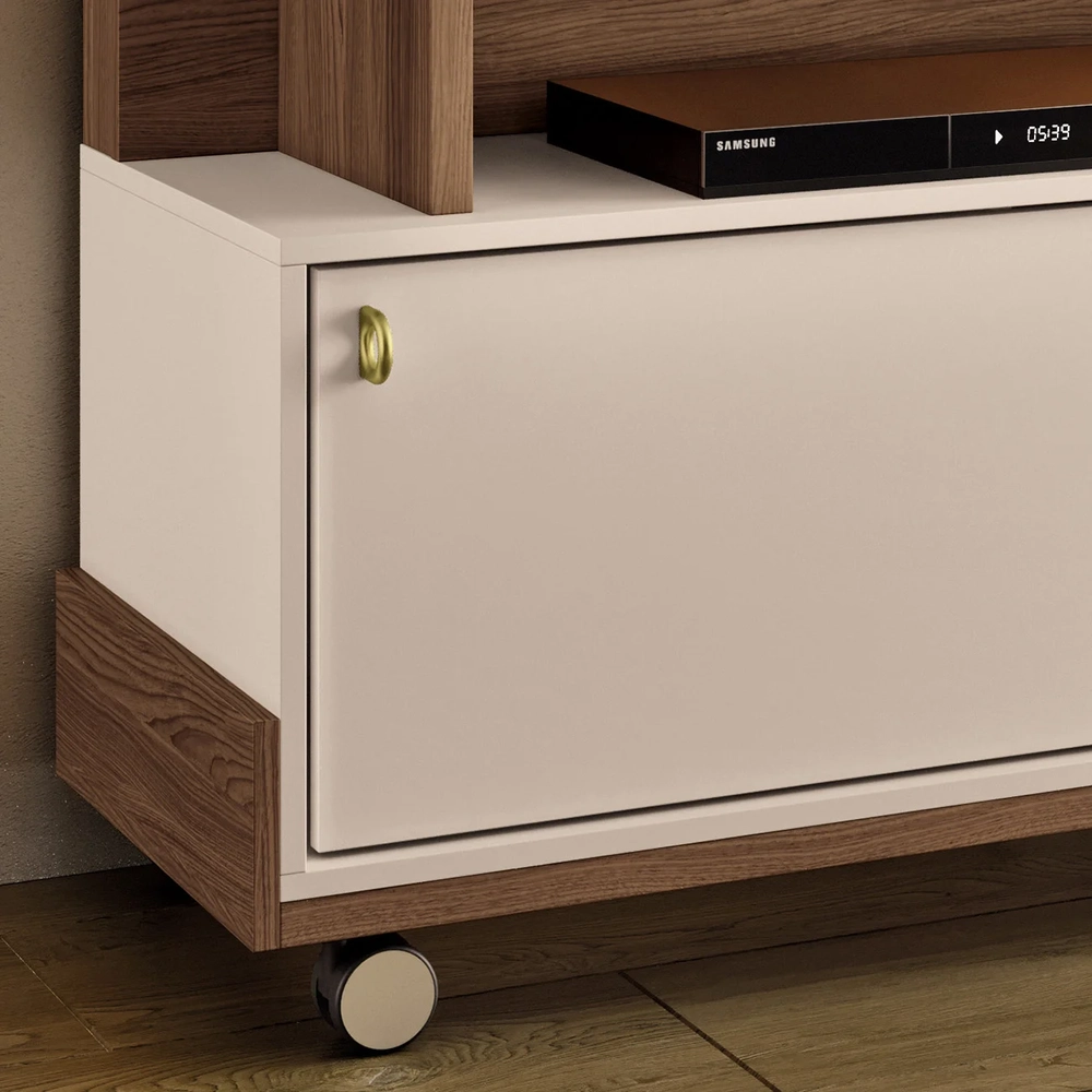 Estante Painel de TV 65 Pol 180cm Cloe H01 Castanho/Off White - Mpozenato