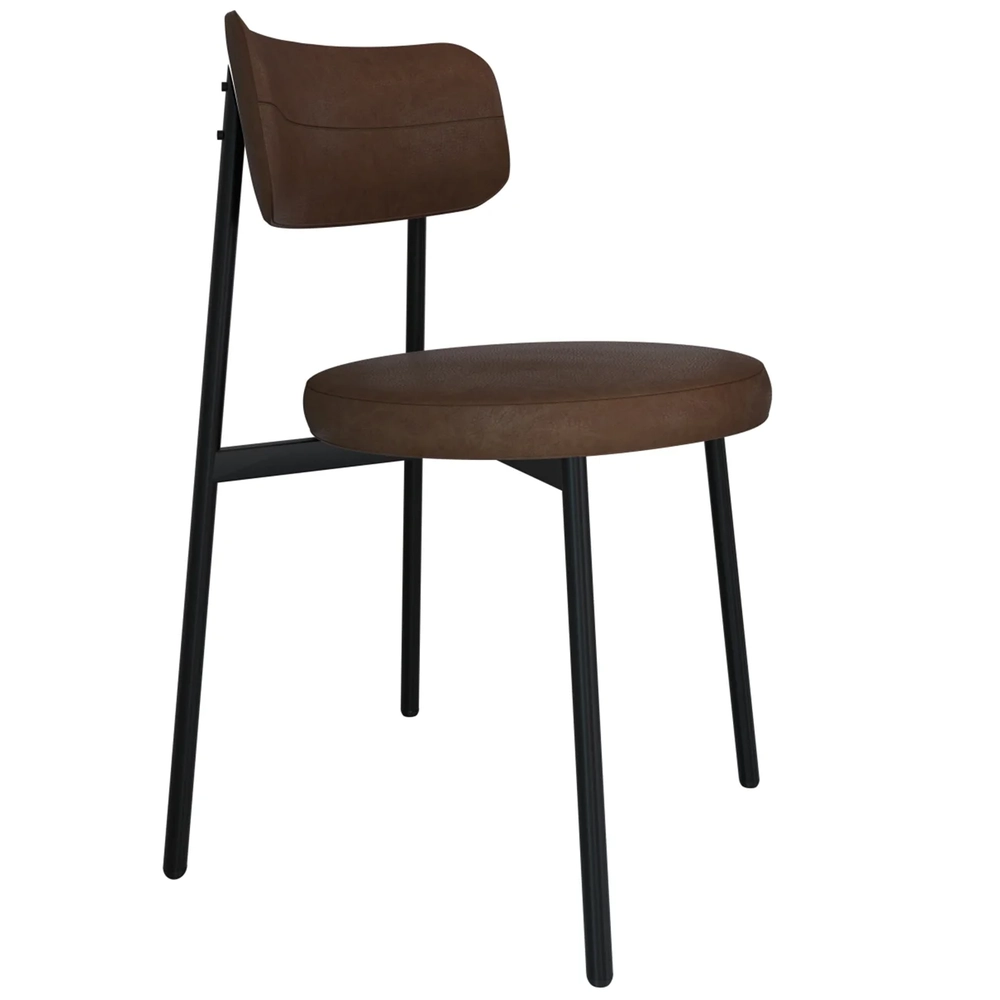 Cadeira de Jantar Estofada Kit 8 Nyka M25 Sintético Marrom - Mpozenato