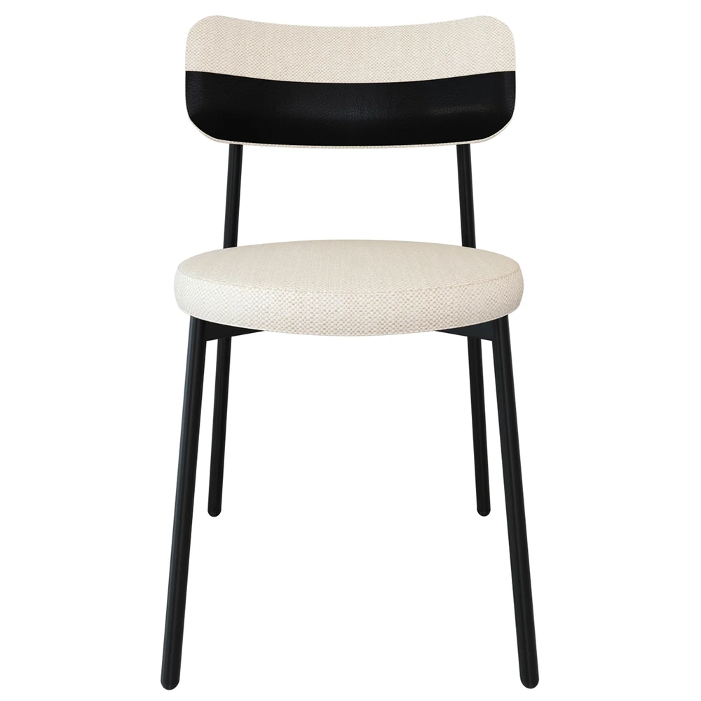 Cadeira de Jantar Estofada Kit 8 Nyka M25 Linho Palha/Preto - Mpozenato