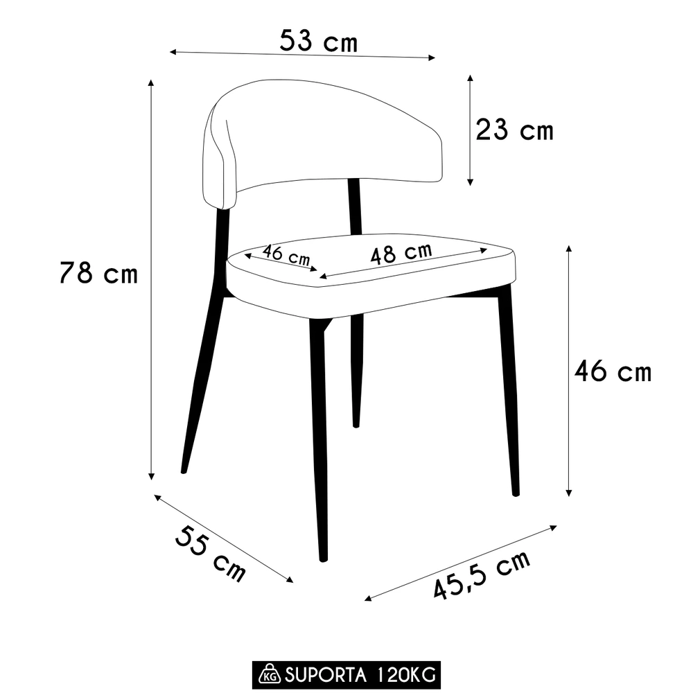 Cadeira de Jantar Estofada Kit 8 Chloe M25 Linho Lautrec Off - Mpozenato