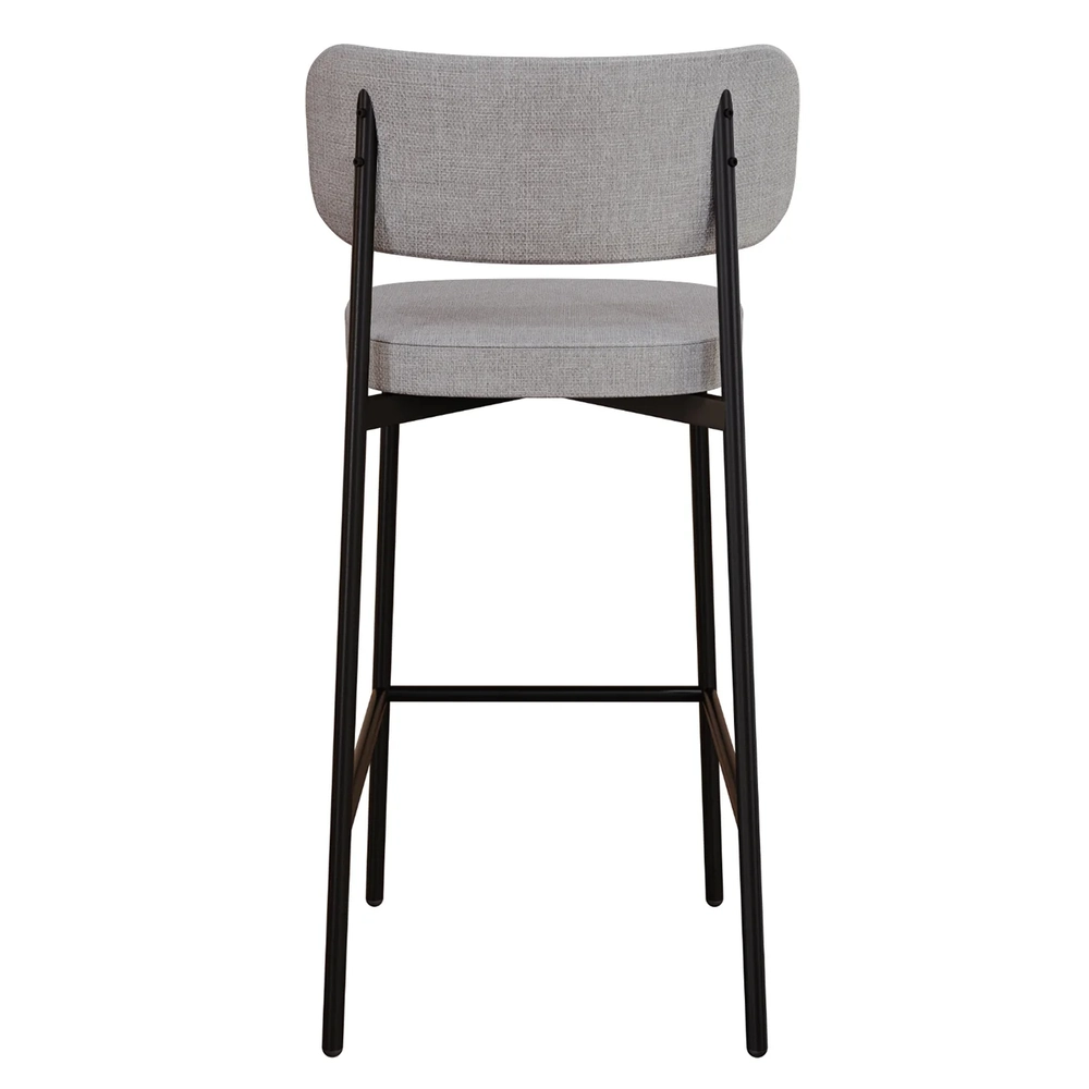 Banqueta Alta Bar Estofada Ella M25 Linho Cinza CL - Mpozenato