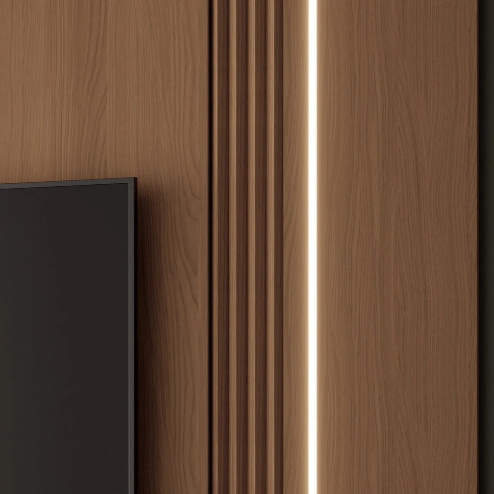 Painel TV 85 Pol 219cm Bancada Suspensa Vivaz H01 Off/Castanho - Mpozenato