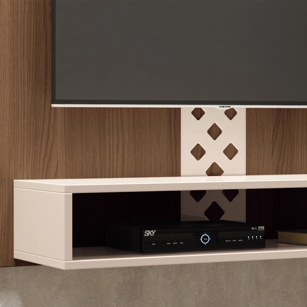 Painel TV 47 Pol 120cm com Nicho Format H01 Off/Castanho - Mpozenato