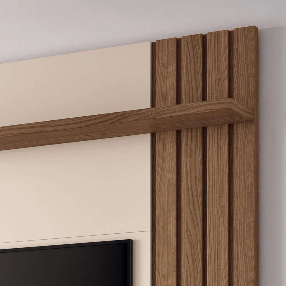 Painel TV 70 Pol 180cm Bancada Suspensa Solle H01 Off/Castanho - Mpozenato