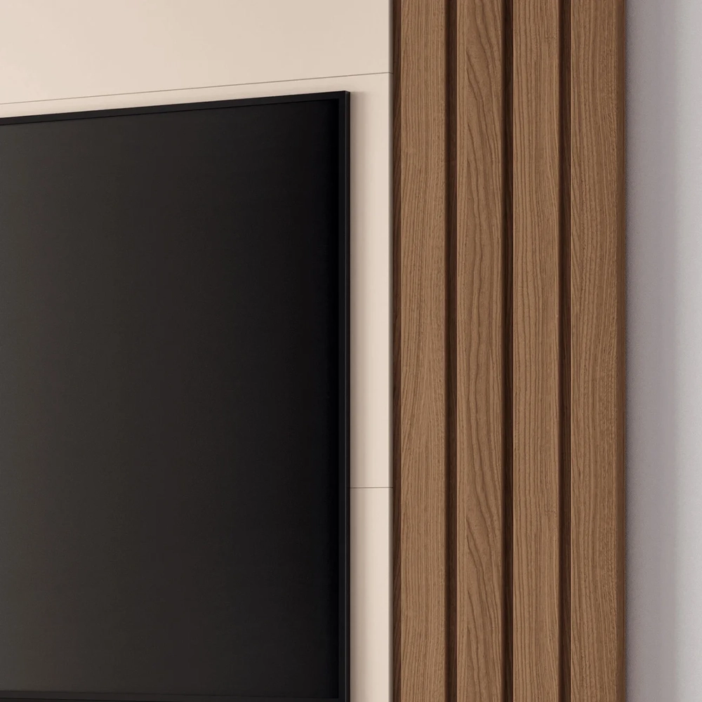 Painel TV 70 Pol 180cm Bancada Suspensa Solle H01 Off/Castanho - Mpozenato