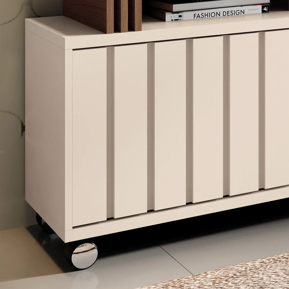 Rack Bancada de TV 50 Pol 136cm Briz H01 Castanho/Off White - Mpozenato