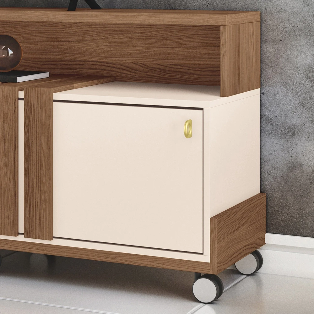 Rack Bancada de TV 70 Pol 180cm Analu H01 Castanho/Off White - Mpozenato