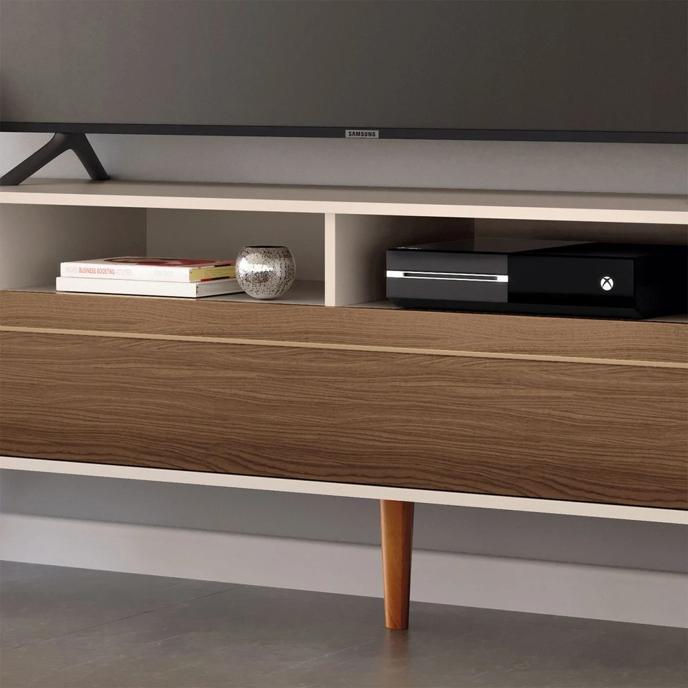 Rack Bancada de TV 85 Pol 220cm Áureo H01 Castanho/Off - Mpozenato