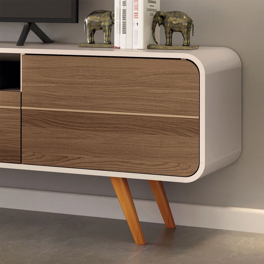 Rack Bancada de TV 85 Pol 220cm Áureo H01 Castanho/Off - Mpozenato