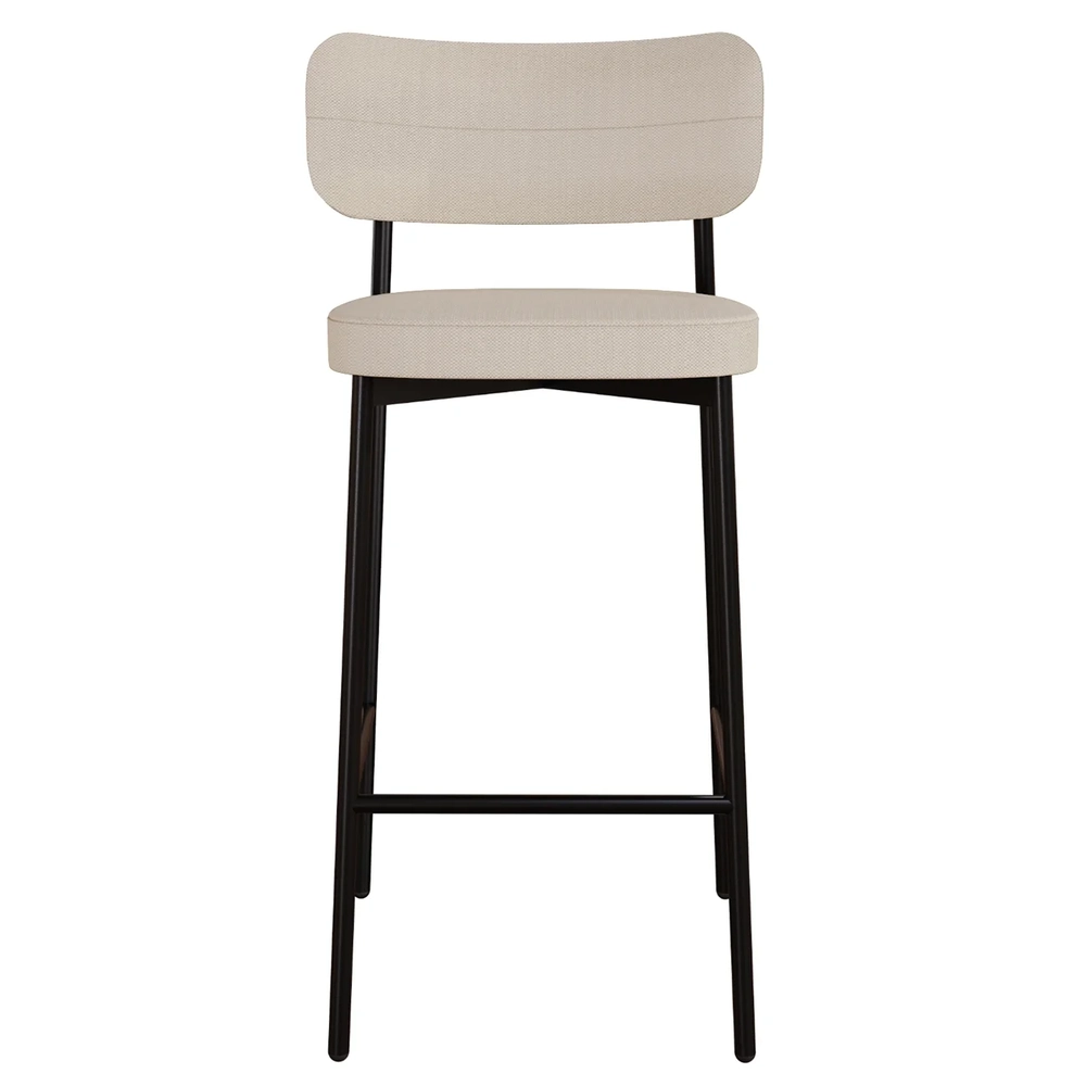 Banqueta Alta Bar Estofada Kit 2 Ella M25 Linho Areia - Mpozenato