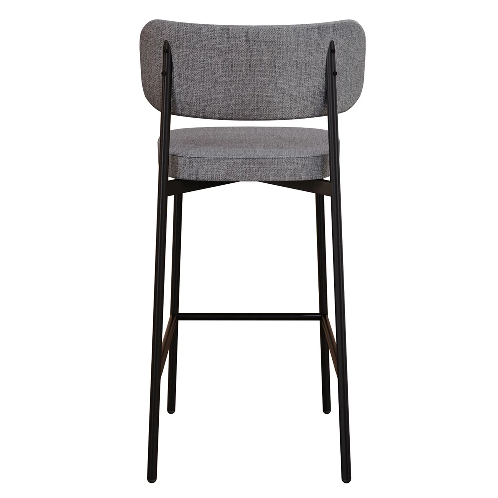 Banqueta Alta Bar Estofada Kit 4 Ella M25 Linho Cinza/Marrom - Mpozenato