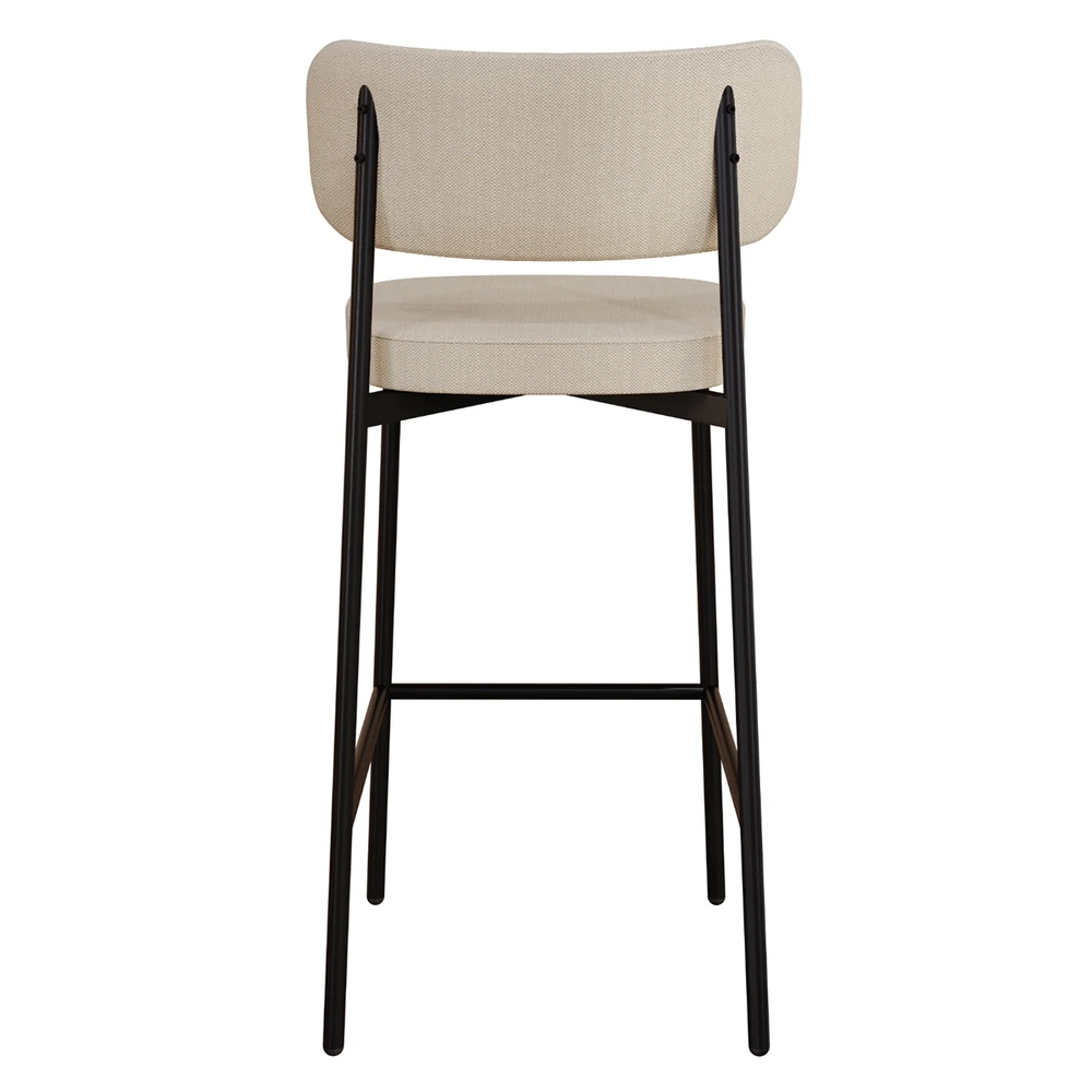 Banqueta Alta Bar Estofada Kit 4 Ella M25 Linho Areia/Marrom - Mpozenato