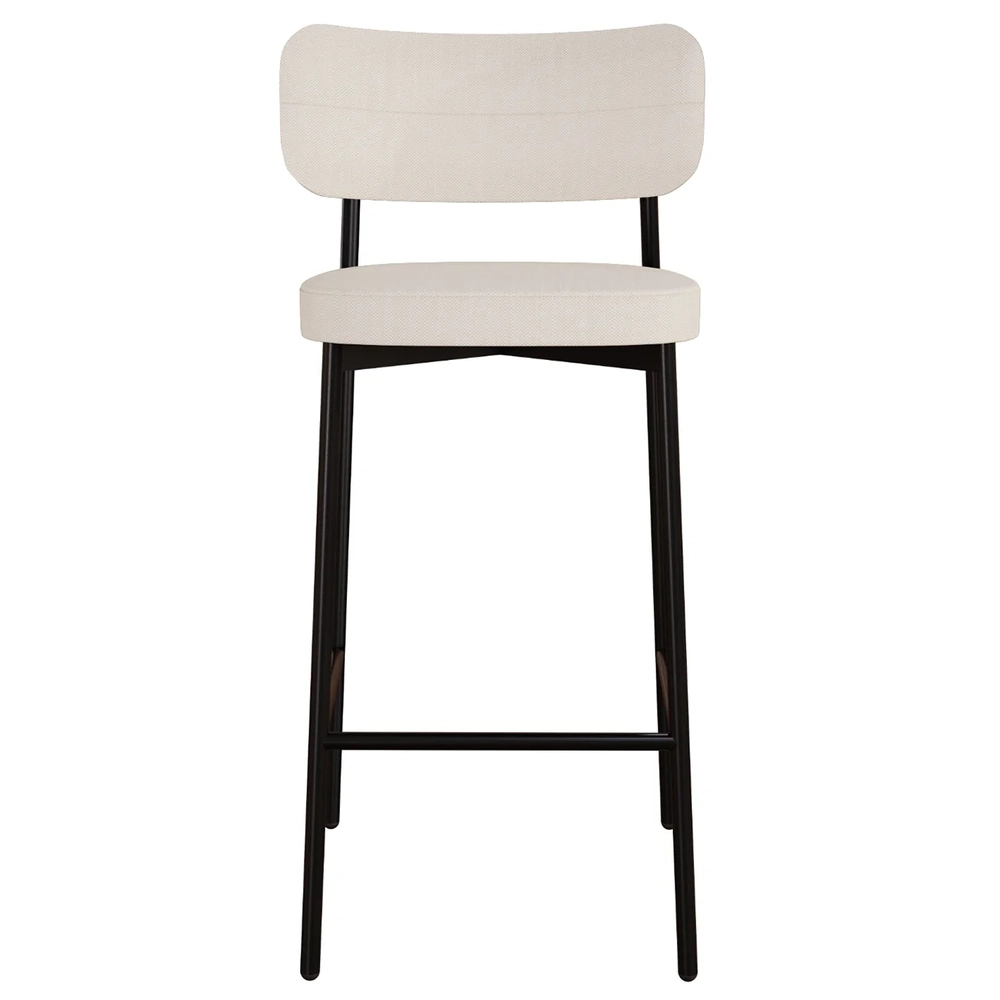 Banqueta Alta Bar Estofada Kit 4 Ella M25 Linho Palha - Mpozenato