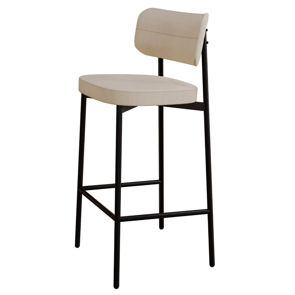 Banqueta Alta Bar Estofada Kit 6 Ella M25 Linho Areia - Mpozenato