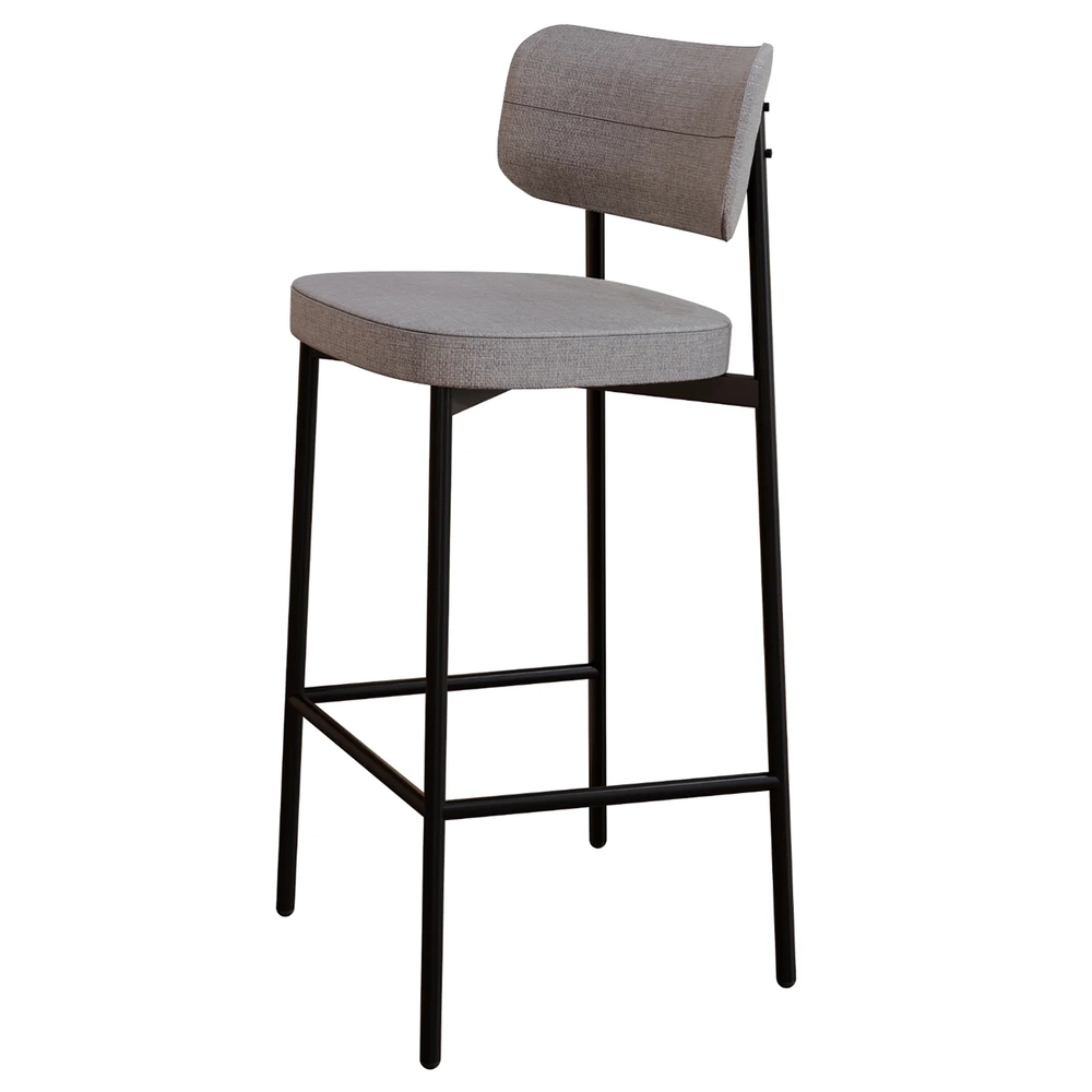 Banqueta Alta Bar Estofada Kit 6 Ella M25 Linho Cinza CL - Mpozenato