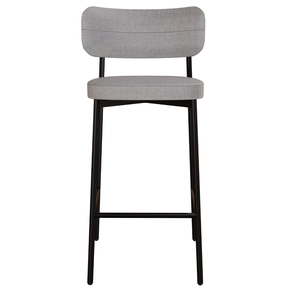 Banqueta Alta Bar Estofada Kit 6 Ella M25 Linho Cinza CL - Mpozenato