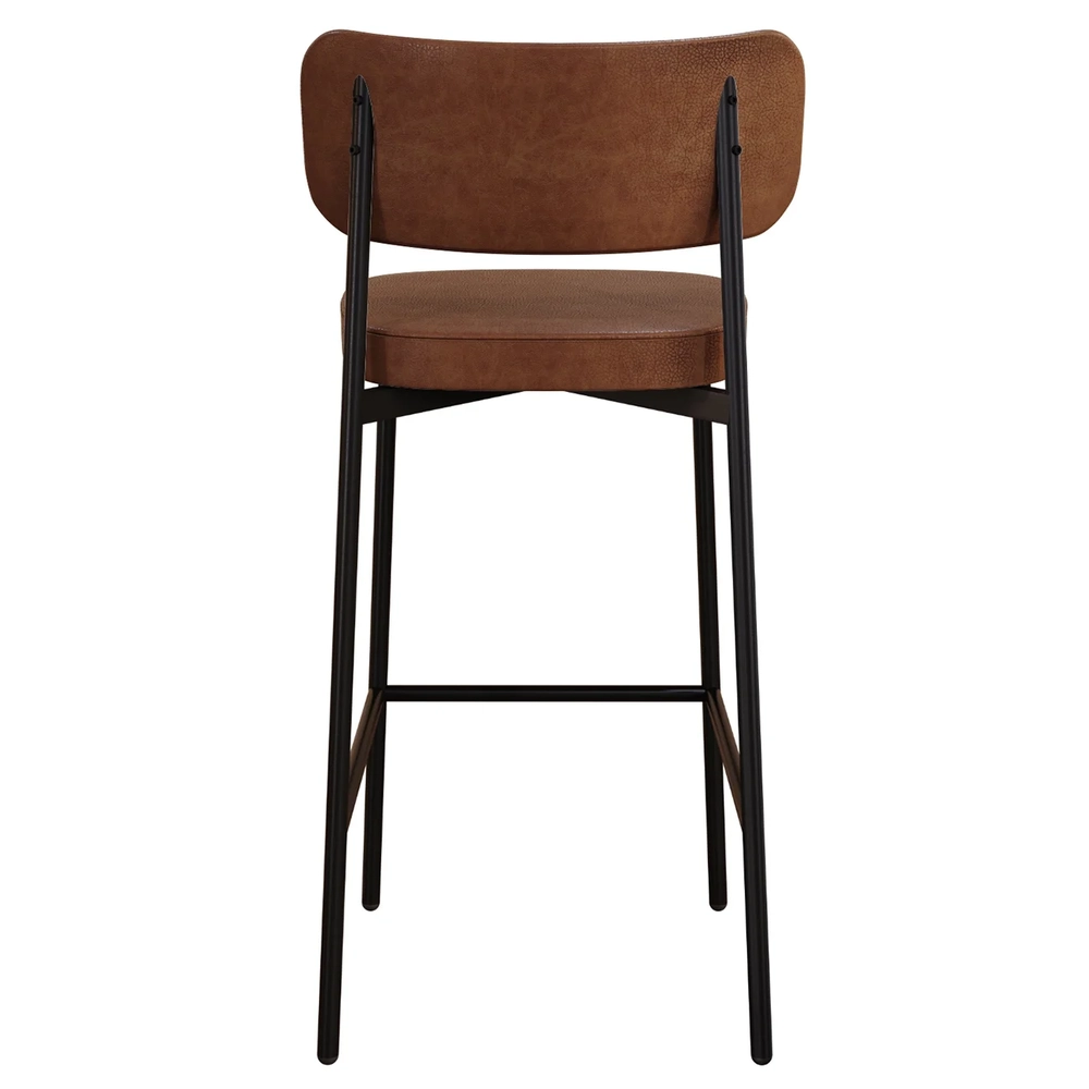 Banqueta Alta Bar Estofada Kit 2 Ella M25 Sintético Marrom - Mpozenato