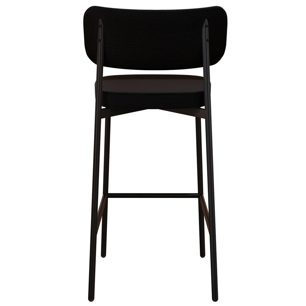 Banqueta Alta Bar Estofada Kit 6 Ella M25 Linho Preto - Mpozenato