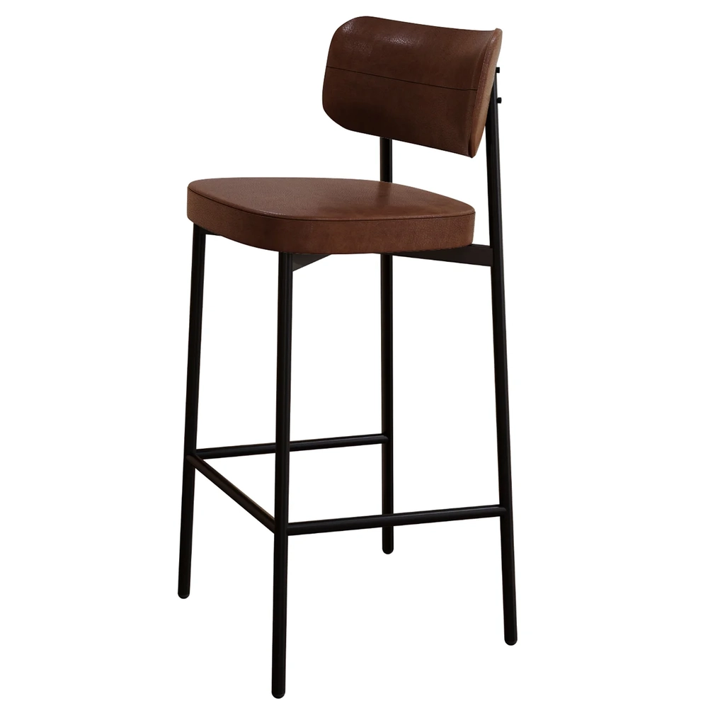 Banqueta Alta Bar Estofada Kit 6 Ella M25 Sintético Marrom - Mpozenato