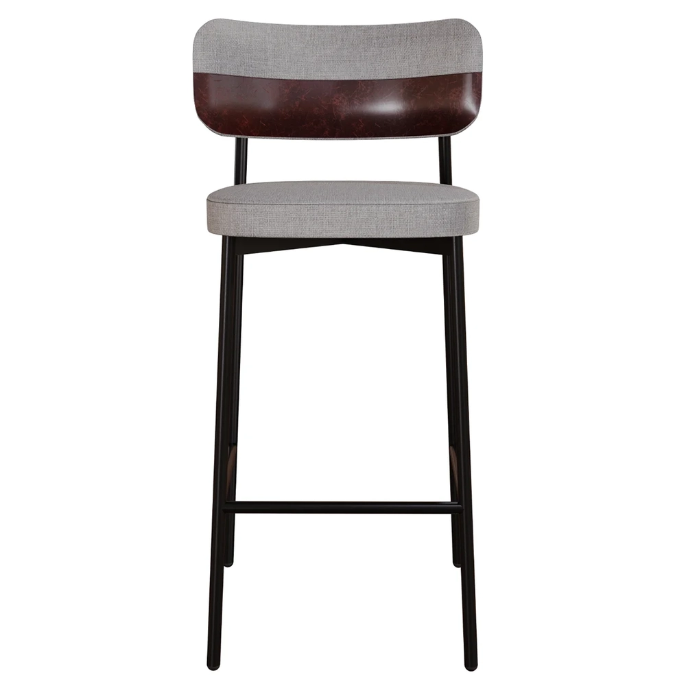 Banqueta Alta Bar Estofada Kit 6 Ella M25 Linho Cinza CL/Café - Mpozenato