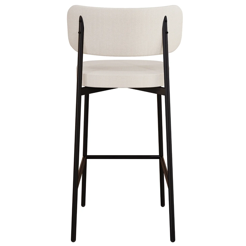 Banqueta Alta Bar Estofada Kit 6 Ella M25 Linho Palha - Mpozenato