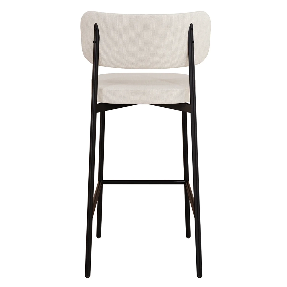 Banqueta Alta Bar Estofada Kit 6 Ella M25 Linho Palha/Café - Mpozenato