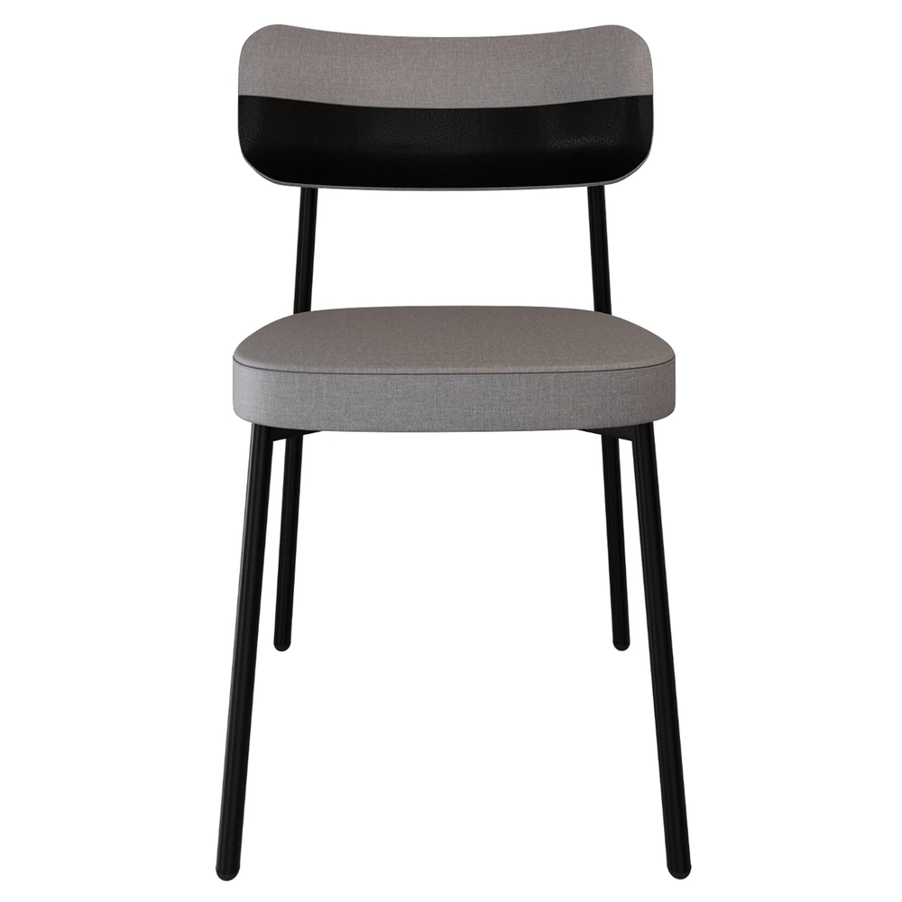 Cadeira de Jantar Estofada Kit 6 Ella M25 Linho Cinza CL/Preto - Mpozenato