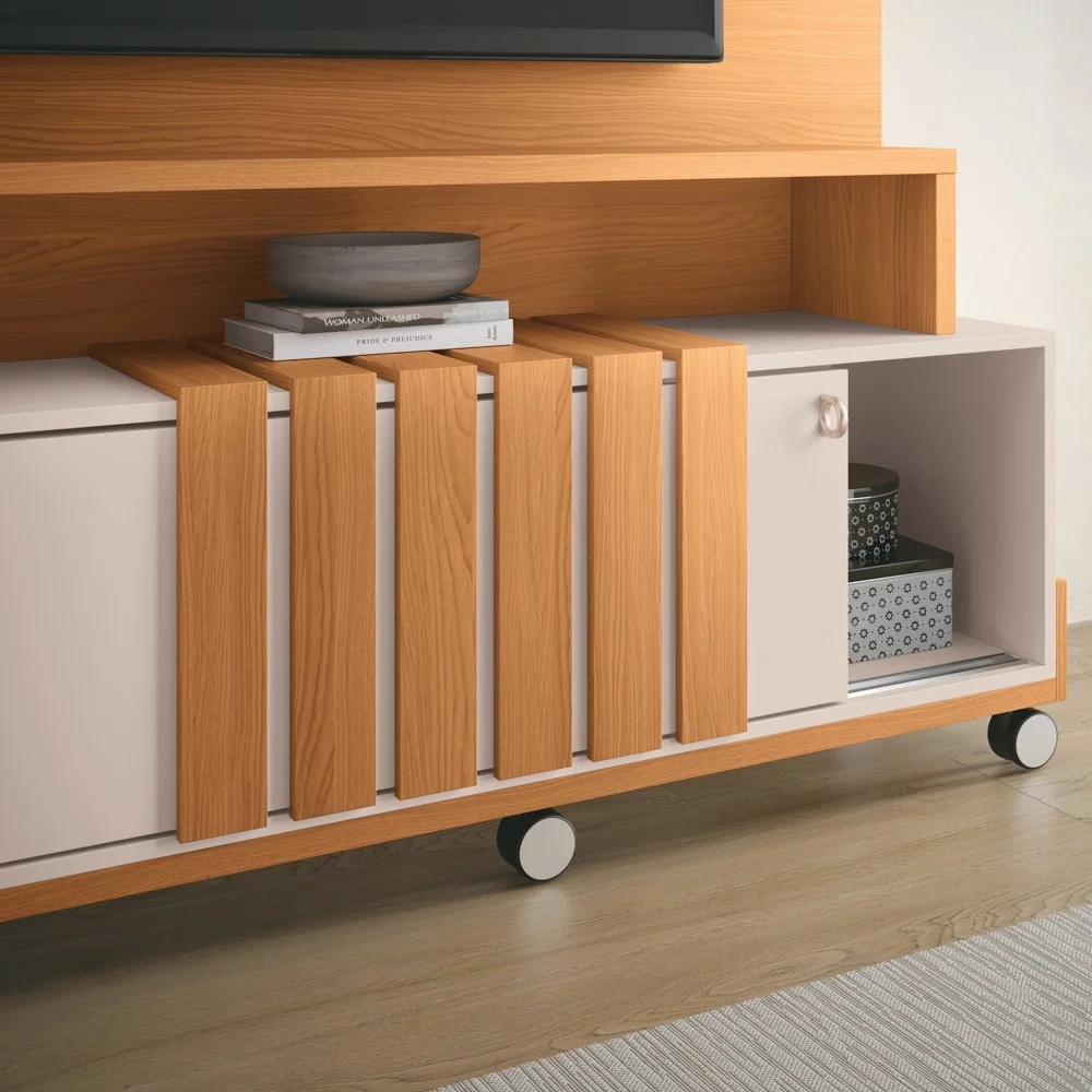 Estante Painel de TV 65 Pol 180cm Bold Cinamomo/Off White - HB Móveis