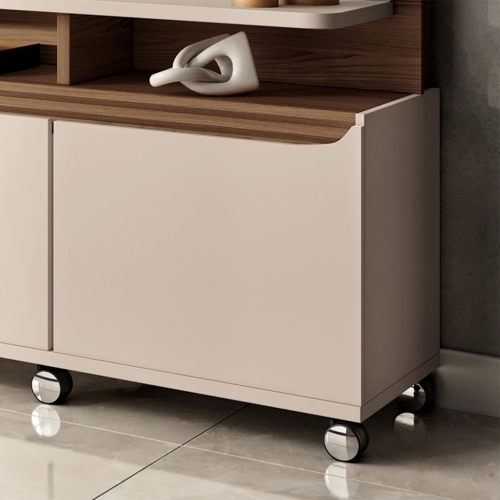 Estante Painel de TV 70 Pol 180cm Quantum Castanho/Off White - HB Móveis