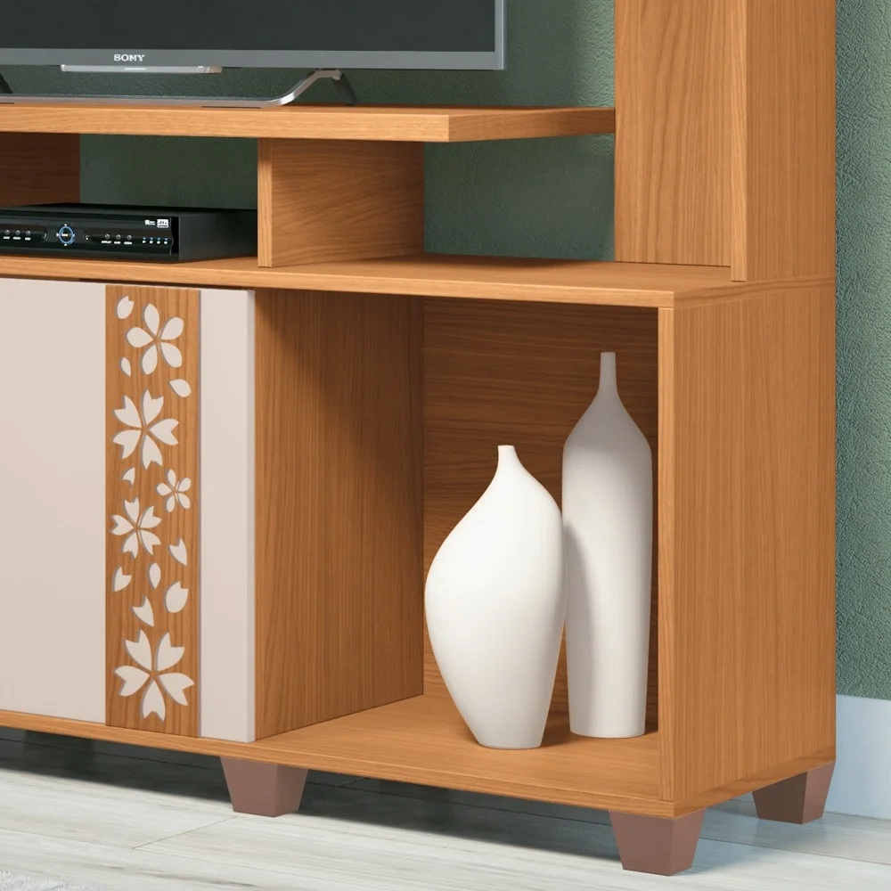 Estante Painel de TV 75 Pol Montane Off White/Cinamomo - HB Móveis