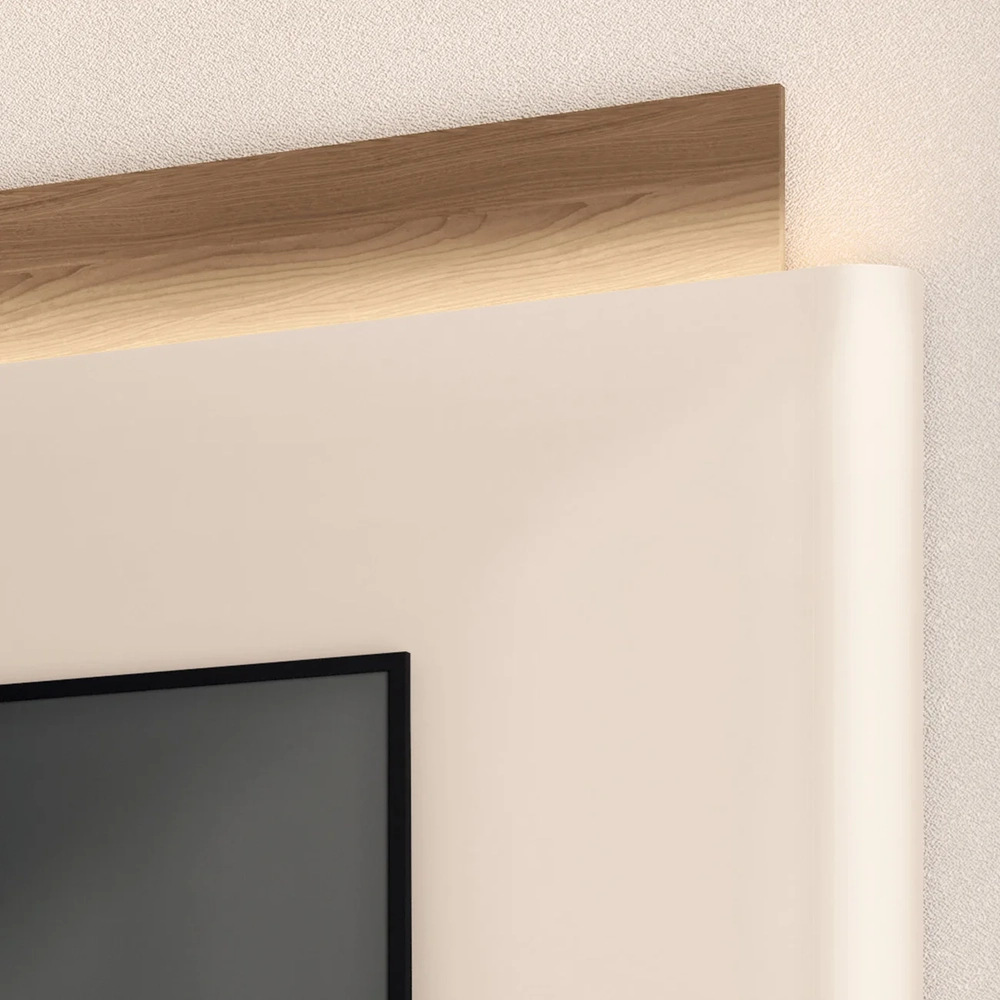 Estante Painel de TV 85 Pol 220cm Nobre Castanho/Off White - HB Móveis