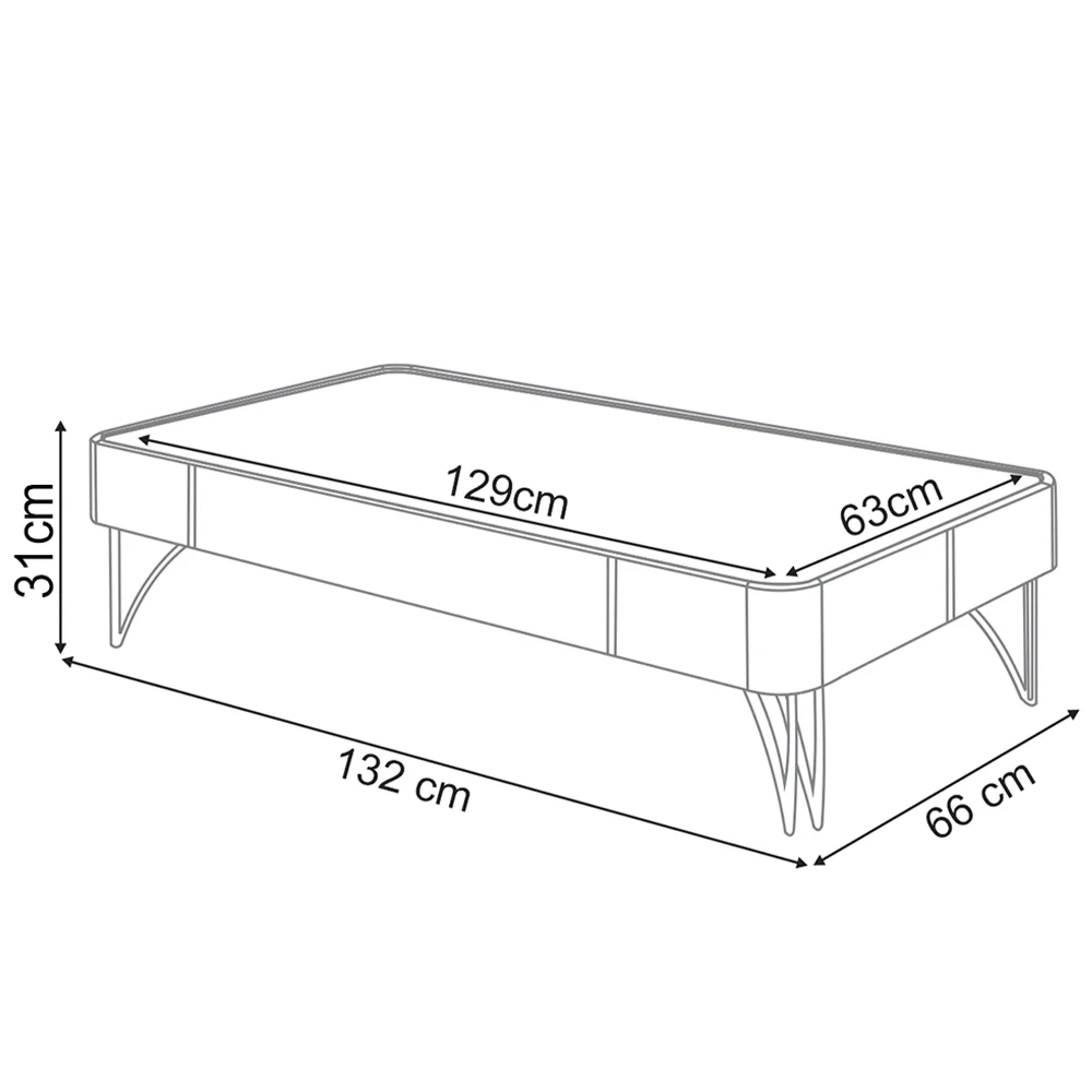 Mesa de Centro Para Sala Pés de Aço Cadenza Off/Cinamomo - HB Móveis
