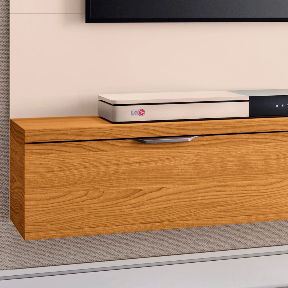 Painel TV 55 Pol 160cm Bancada Suspensa Lets Cinamomo/Off - HB Móveis