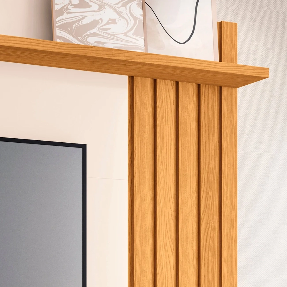 Painel TV 55 Pol 160cm Bancada Suspensa Lets Cinamomo/Off - HB Móveis