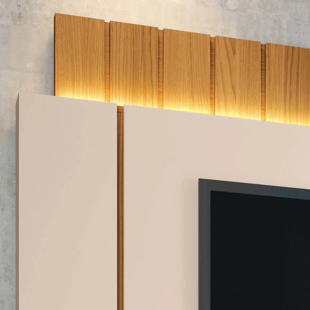 Painel TV 55 Pol 180cm Bancada Suspensa Illusion Off/Cinamomo - HB Móveis