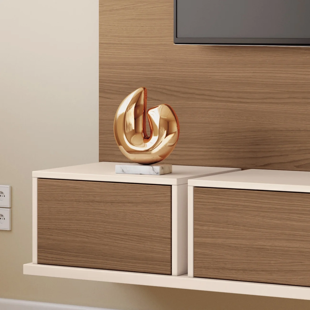 Painel TV 70 Pol 180cm Bancada Suspensa Max Off/Castanho - HB Móveis