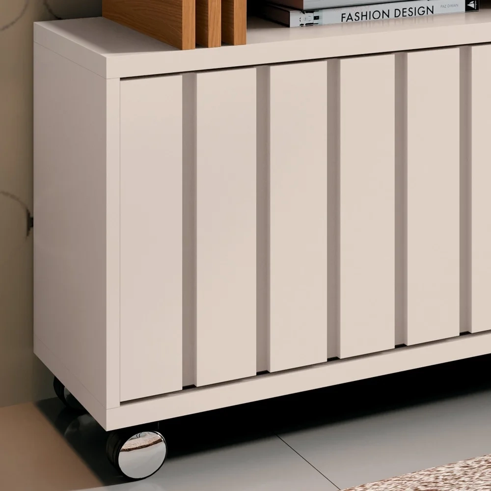 Rack Bancada de TV 50 Pol 136cm Briz Off White/Cinamomo - HB Móveis