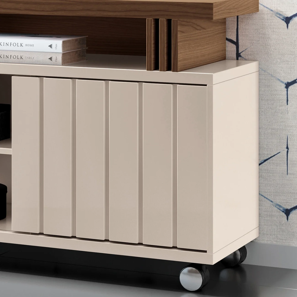 Rack Bancada de TV 70 Pol 180cm Briz Castanho/Off White - HB Móveis