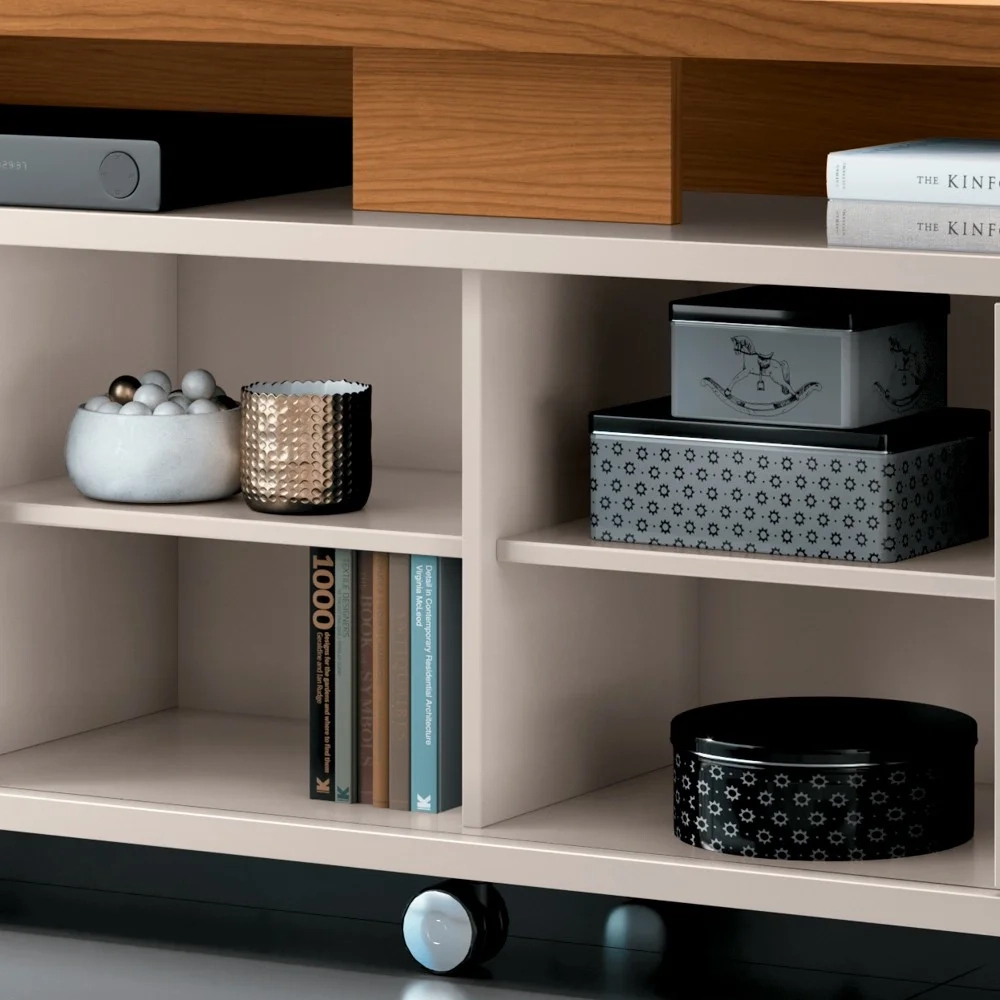 Rack Bancada de TV 70 Pol 180cm Briz Off White/Cinamomo - HB Móveis