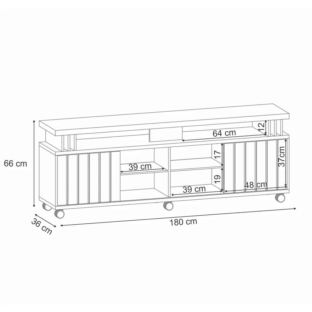 Rack Bancada de TV 70 Pol 180cm Briz Off White/Cinamomo - HB Móveis