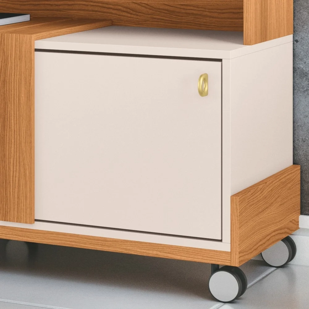 Rack Bancada de TV 70 Pol 180cm Graci Off White/Cinamomo - HB Móveis