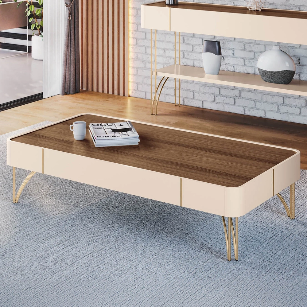 Aparador de Sala Vivant e Mesa Cadenza Off/Castanho - HB Móveis