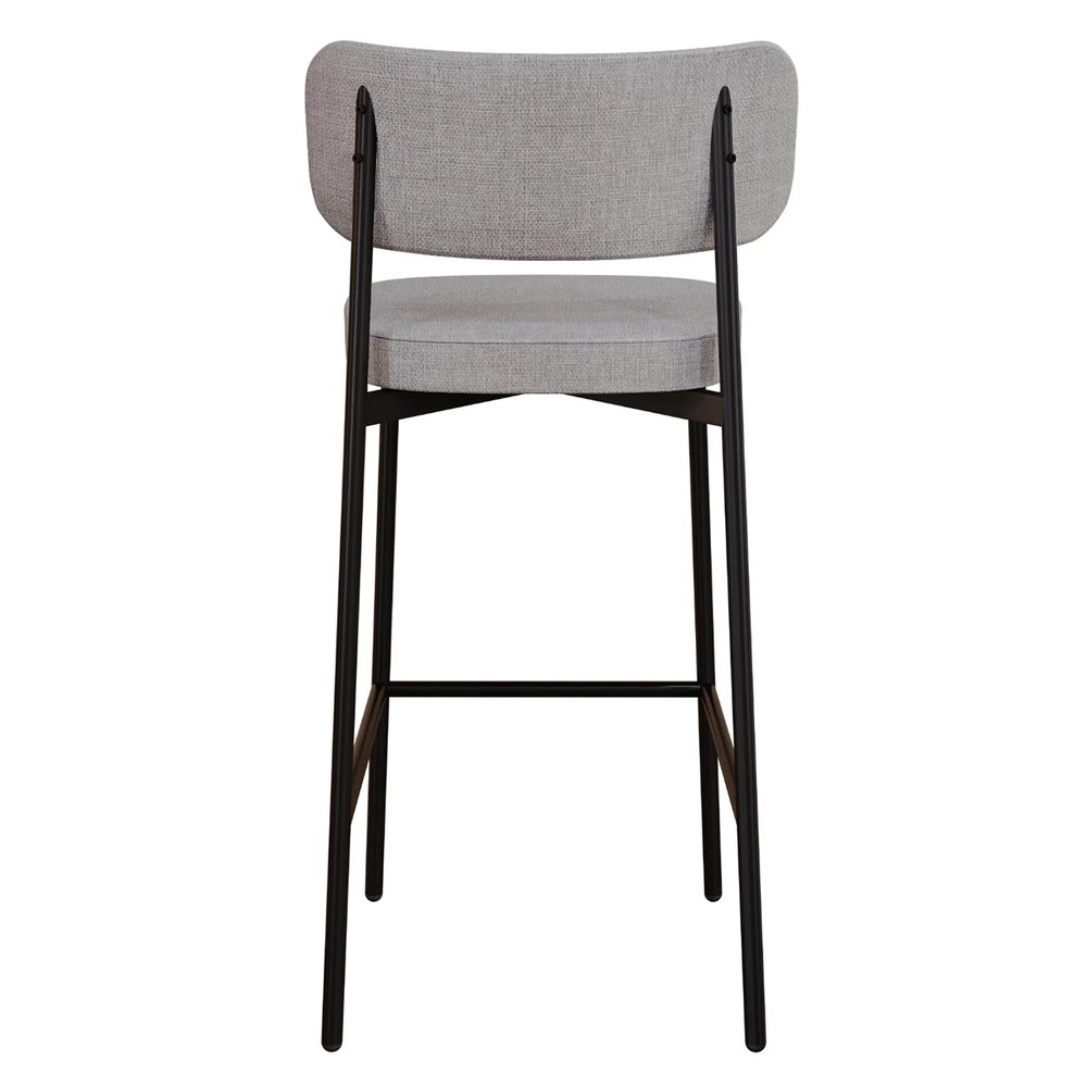 Banqueta Alta Bar Estofada Kit 2 Ella M25 Linho Cinza CL/Marrom - Mpozenato